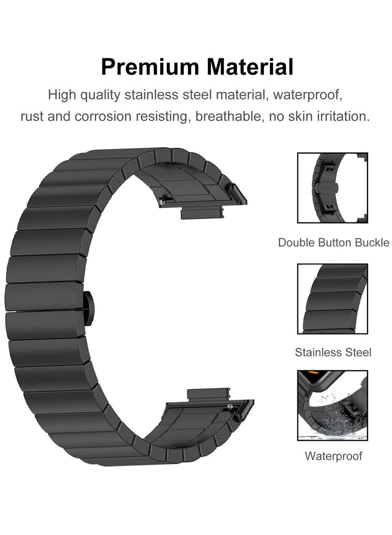 SYOSI Compatible with Huawei Watch Fit 2 Metal Strap, Stainless Steel Replacement Band Ultra-thin Sturdy Durable Folding Clasp Adjustable Replacement Wristband for Huawei Watch Fit 2-Black - Image 3