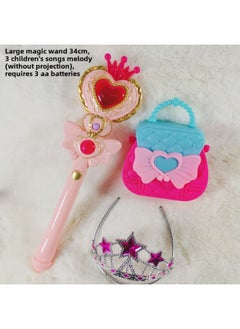Children's Little Girl Toy Little Magic Fairy Luminous Flash Magic Wand Fairy Wand Transformation Magic Wand Birthday Wholesale-Color:Large Flesh Pink + Crown + Handbag [free Battery]