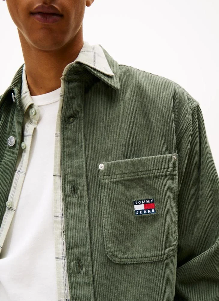 TOMMY JEANS  Logo Relaxed Fit Corduroy Shirt for Men | Best Price UAE
