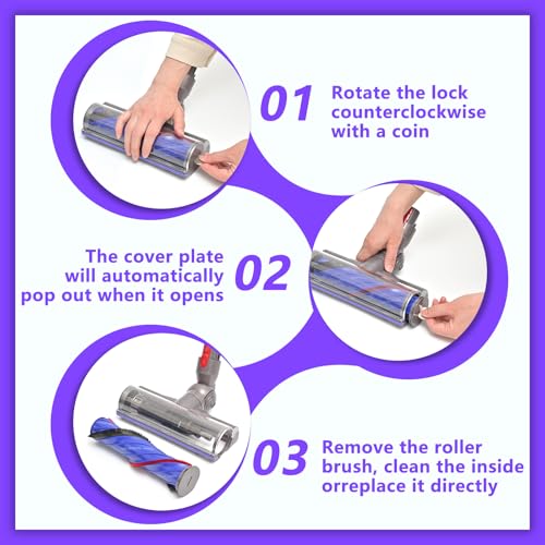 Tivcroxs Upgrade Anti-Tangle Replacement Vacuum Head for Dyson V7, V8, Cyclone V10, V11, V15 Cordless Vacuum Cleaners, Quick Release Motor-Head Brush Roller for Dyson Vacuum Attachments Parts - Image 3