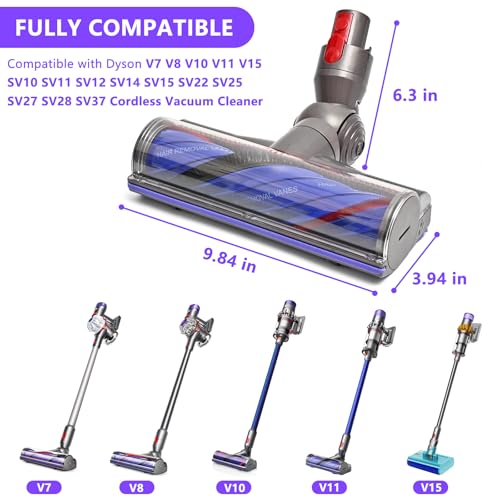Tivcroxs Upgrade Anti-Tangle Replacement Vacuum Head for Dyson V7, V8, Cyclone V10, V11, V15 Cordless Vacuum Cleaners, Quick Release Motor-Head Brush Roller for Dyson Vacuum Attachments Parts - Image 2