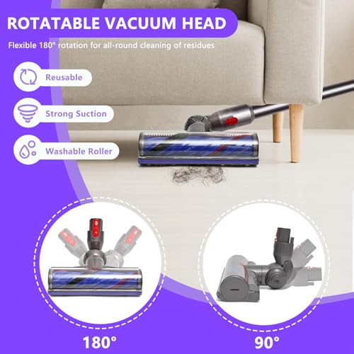 Tivcroxs Upgrade Anti-Tangle Replacement Vacuum Head for Dyson V7, V8, Cyclone V10, V11, V15 Cordless Vacuum Cleaners, Quick Release Motor-Head Brush Roller for Dyson Vacuum Attachments Parts - Image 5