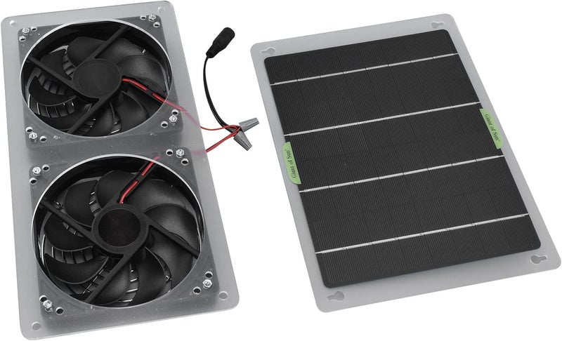 Jiawu Solar Fan, Solar Panel Fan Kit, 100W 12V Waterproof Dual Exhaust Fan Solar Powered Fan for Small Chicken Coops, Greenhouses, Sheds, Pet Houses, Solar Ventilation Fan Solar Exhaust Fan - Image 1