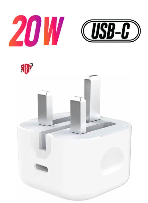 Type C Fast Charger PD 20W Power Adapter for iPhone 13 12 11 14 Series Plug PD Power Adapter Wall Plug Compatible with iPhone 14 13 13pro 12 Pro Max 12 Mini SE White