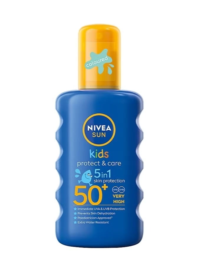 Nivea Sun Kids Sunscreen Spray Protect & Care Spf 50+ 5in1 Skin Protection Very High And Immediate Uva & Uvb Protection Extra Water Resistant 200ml