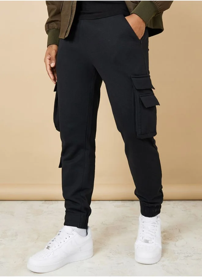 Styli Solid Cargo Jogger with Zipper Pockets