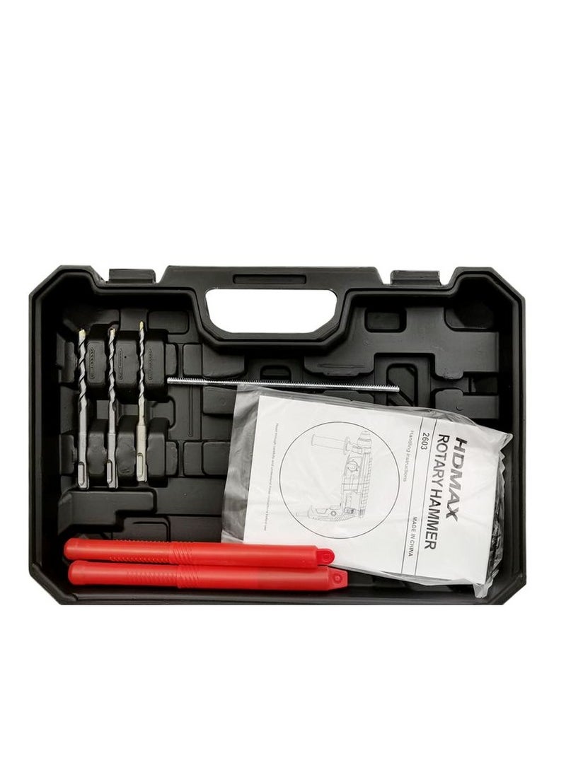 Hdmax 800W Rotary Hammer Drill With Chisels 28mm 800 W  1300 RPM