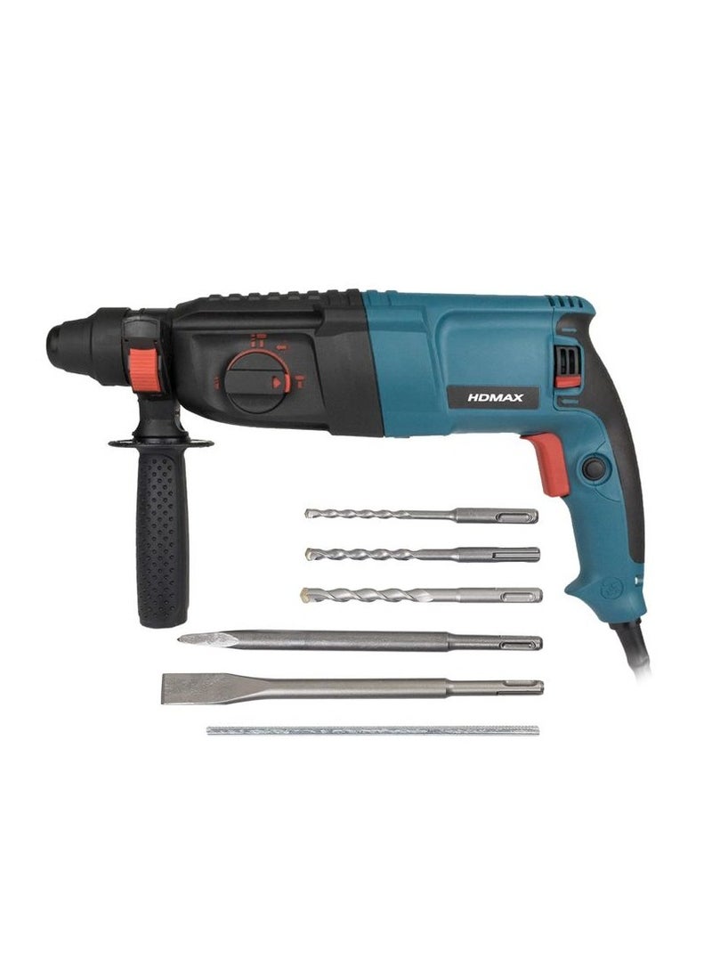Hdmax 800W Rotary Hammer Drill With Chisels 28mm 800 W  1300 RPM