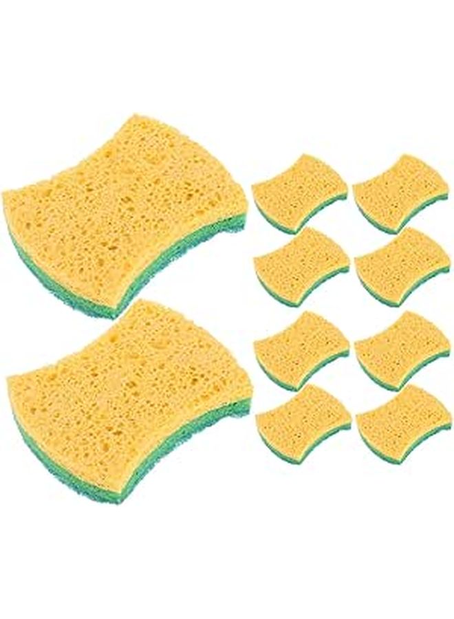 3 Layer Compressed Cellulose Dish Scrubbers 12 Pack Heavy Duty Kitchen Sponges - Image 1