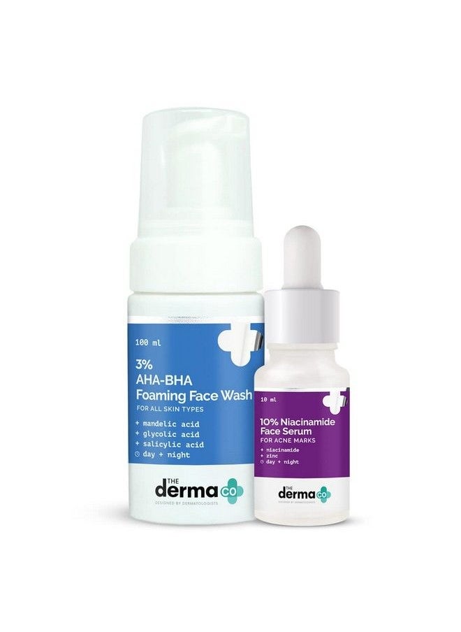 THE derma Co Reverse Acne & Acne Marks Combo 10% Niacinamide Serum (30 Ml) + 3% Aha Bha Foaming Face Wash (100 Ml)  - Image 2