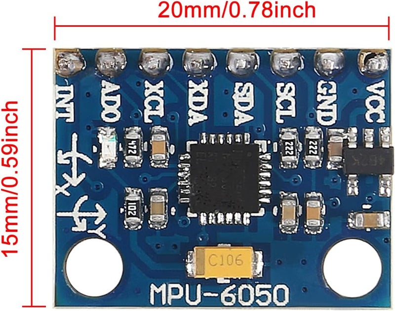 AITIAO 6PCS Pre-Soldered GY-521 MPU-6050 MPU6050 3 Axis Accelerometer Gyroscope Module 6 DOF 6-axis Accelerometer Gyroscope Sensor Module 16 Bit AD Converter Data Output IIC I2C - Image 3