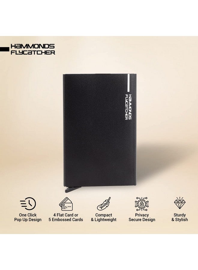 HAMMONDS FLYCATCHER حامل بطاقات الصراف الآلي/الائتمان هاموندز فلاي كاتشر للرجال والنساء - حامل بطاقات ذكي من الألمنيوم مع حماية RFID - يحمل حتى 7 بطاقات - محفظة بطاقات ائتمان للرجال - أسود - Image 3