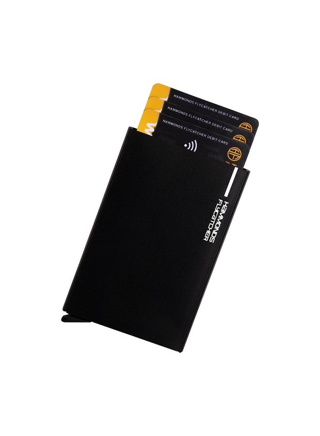 HAMMONDS FLYCATCHER حامل بطاقات الصراف الآلي/الائتمان هاموندز فلاي كاتشر للرجال والنساء - حامل بطاقات ذكي من الألمنيوم مع حماية RFID - يحمل حتى 7 بطاقات - محفظة بطاقات ائتمان للرجال - أسود - Image 1
