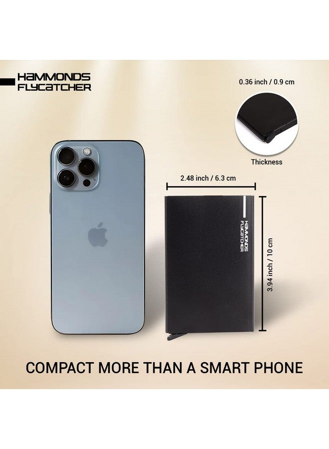 HAMMONDS FLYCATCHER حامل بطاقات الصراف الآلي/الائتمان هاموندز فلاي كاتشر للرجال والنساء - حامل بطاقات ذكي من الألمنيوم مع حماية RFID - يحمل حتى 7 بطاقات - محفظة بطاقات ائتمان للرجال - أسود - Image 5