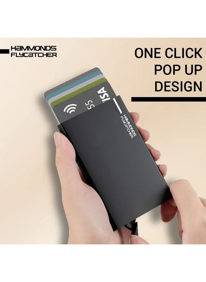 HAMMONDS FLYCATCHER حامل بطاقات الصراف الآلي/الائتمان هاموندز فلاي كاتشر للرجال والنساء - حامل بطاقات ذكي من الألمنيوم مع حماية RFID - يحمل حتى 7 بطاقات - محفظة بطاقات ائتمان للرجال - أسود - Image 4
