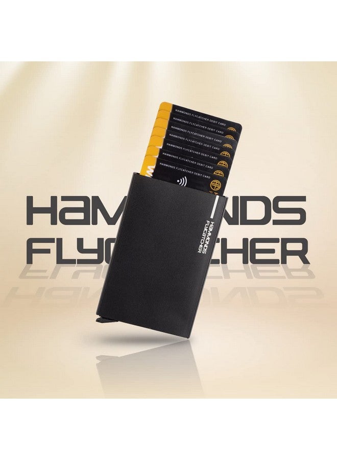 HAMMONDS FLYCATCHER حامل بطاقات الصراف الآلي/الائتمان هاموندز فلاي كاتشر للرجال والنساء - حامل بطاقات ذكي من الألمنيوم مع حماية RFID - يحمل حتى 7 بطاقات - محفظة بطاقات ائتمان للرجال - أسود - Image 2