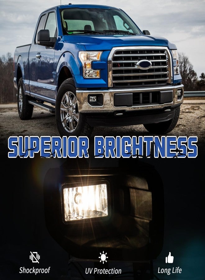 طقم مصابيح ضباب VPIMOZO متوافق مع فورد F150 موديلات 2015-2017، يشمل مصابيح ضباب أمامية وعدسات شفافة، جهة السائق والراكب، رقم القطعة الأصلية FL3Z15201B وFL3Z15200B - Image 4