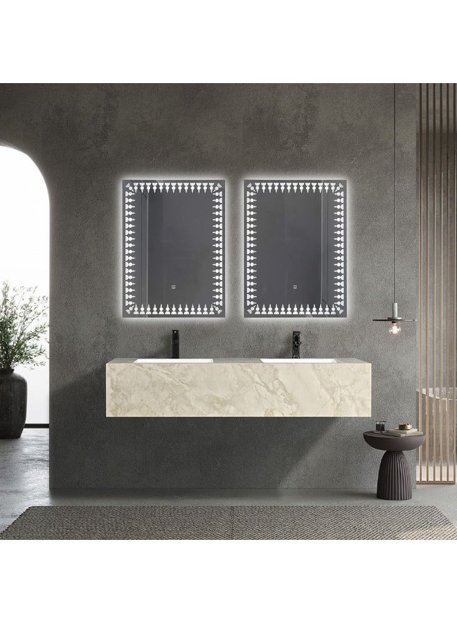 DANUBE HOME Milano Plus Proba Vanity With 2 Led Mirror & Cabinet (2Pcs/Set) (150X48X30) Cm - Beige Finish| Double Basin Porcelain Sink Cabinet Compact Storage Cabinet For Modern Bathroom  - Image 1