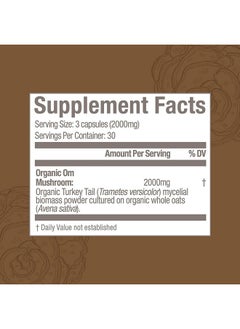 Om Mushroom Superfood Turkey Tail Mushroom Capsules Superfood Supplement 90 Count 30 Days Immune Support Polysacchrides Betaglucans Gut Health & Holistic Defense Mushroom Supplement  - Image 5