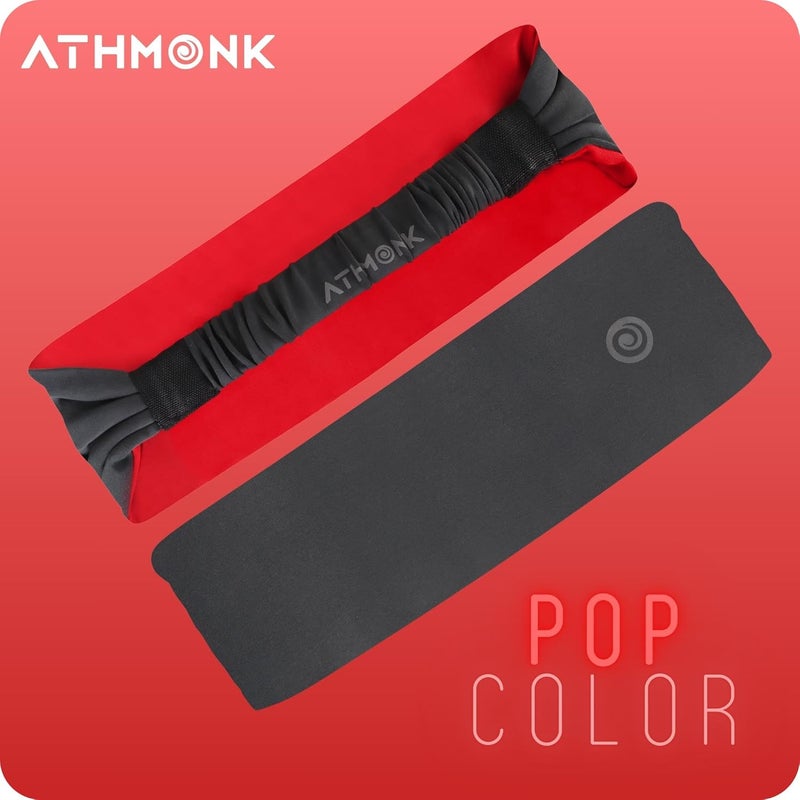 Athmonk Lycra Multipurpose Reversible Headband For Men Women, Colorful Stylish Sweatband Quick Dry Manage Long Hair Wide Snug Fit Elastic For Sports, Running, Gym, Cricket, Badminton, Red - Image 3