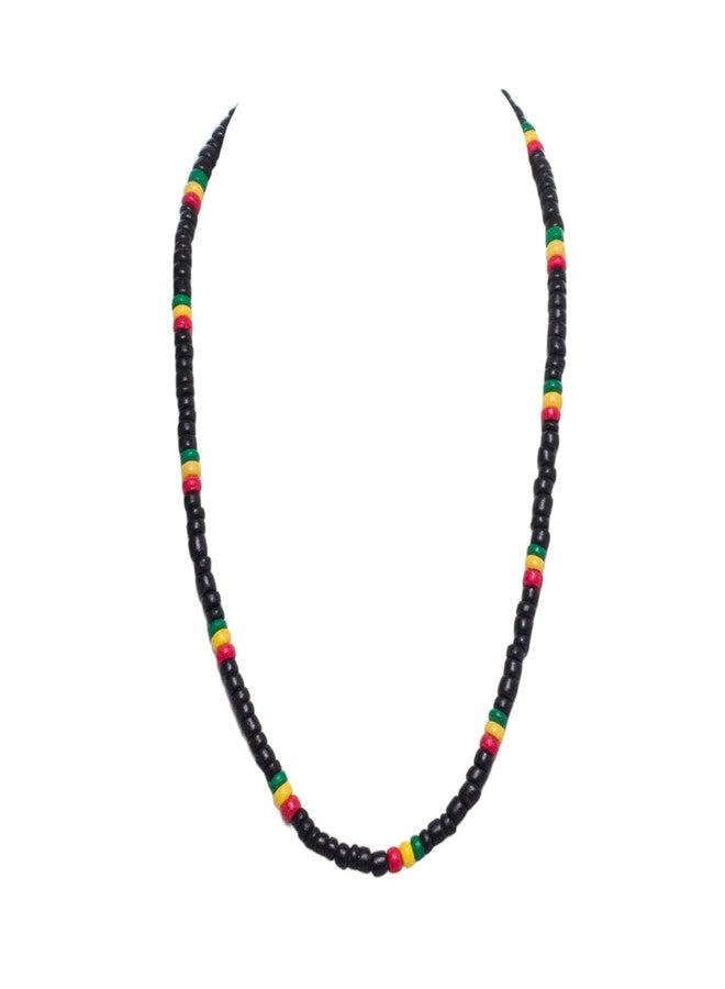 BlueRica Rasta Coconut Shell Beads Necklace (18") - Image 1