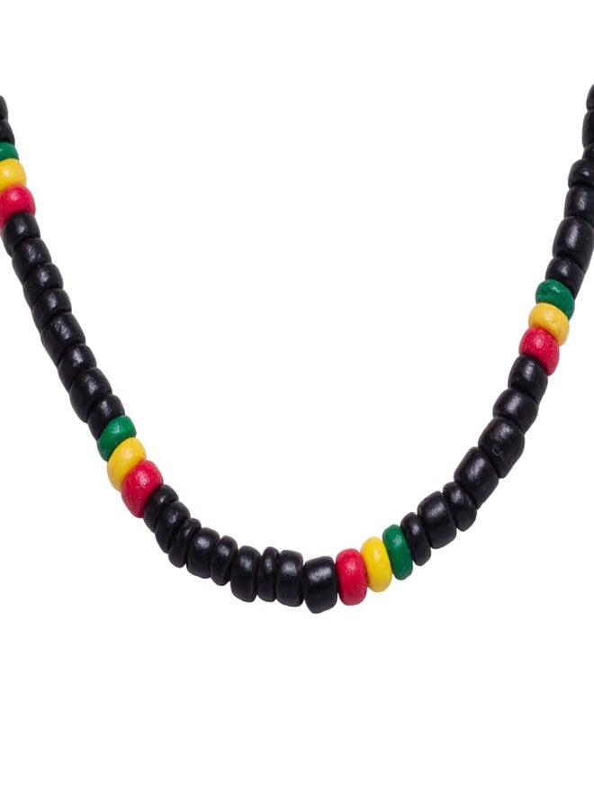 BlueRica Rasta Coconut Shell Beads Necklace (18") - Image 2