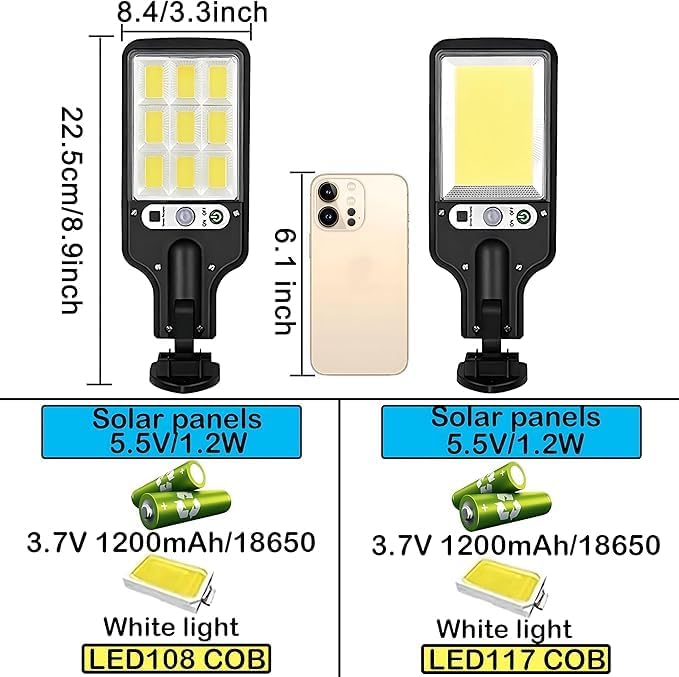 waqif Bright Solar Outdoor Lights Solar Powered Street Motion Sensor Lights LED Security Waterproof Lights with 3 Lighting Modes for Porch Garden Deck Fence Patio Path Pack of 1 - Image 2