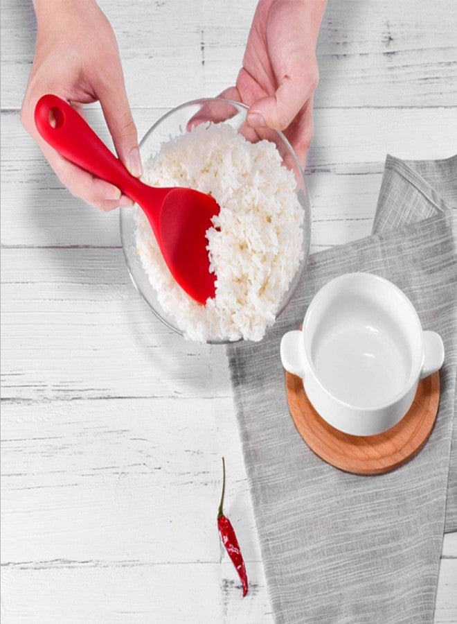 Meajore Silicone Rice Paddle Spoon Set of 2,Non Stick Heat Resistant Kitchen Gadge Rice Spoon,Rice Scooper,Rice Spatula,Rice Spoon Paddle,Rice Cooker Spoon,Works for Rice,Mashed Potato Or More (Red) - Image 4