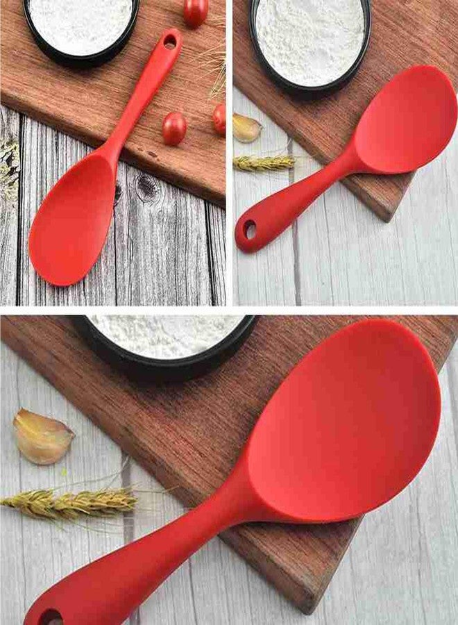 Meajore Silicone Rice Paddle Spoon Set of 2,Non Stick Heat Resistant Kitchen Gadge Rice Spoon,Rice Scooper,Rice Spatula,Rice Spoon Paddle,Rice Cooker Spoon,Works for Rice,Mashed Potato Or More (Red) - Image 5