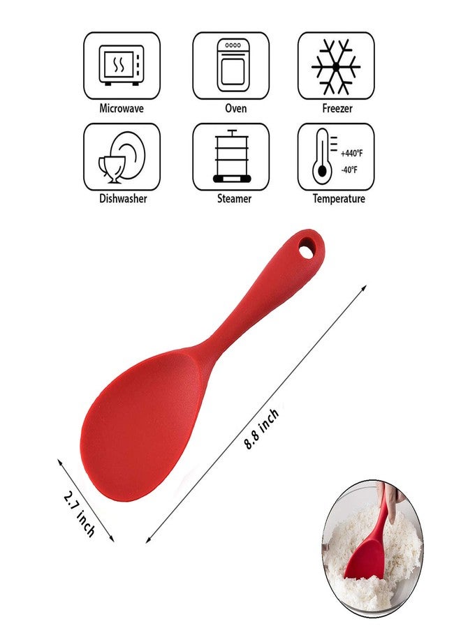 Meajore Silicone Rice Paddle Spoon Set of 2,Non Stick Heat Resistant Kitchen Gadge Rice Spoon,Rice Scooper,Rice Spatula,Rice Spoon Paddle,Rice Cooker Spoon,Works for Rice,Mashed Potato Or More (Red) - Image 3