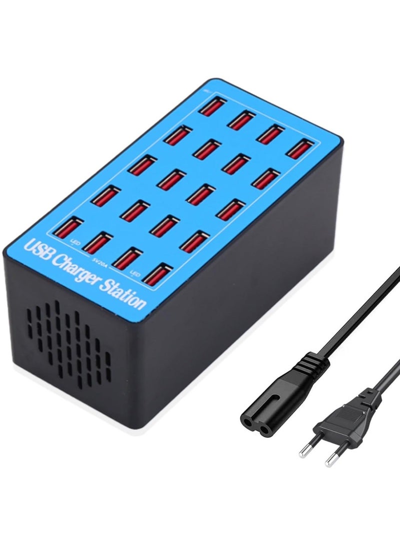Smart USB Charger Station 20 Ports 100W Multi-Port USB Charger with Smart Detection to charge smartphones tablets and other USB devices - Image 1