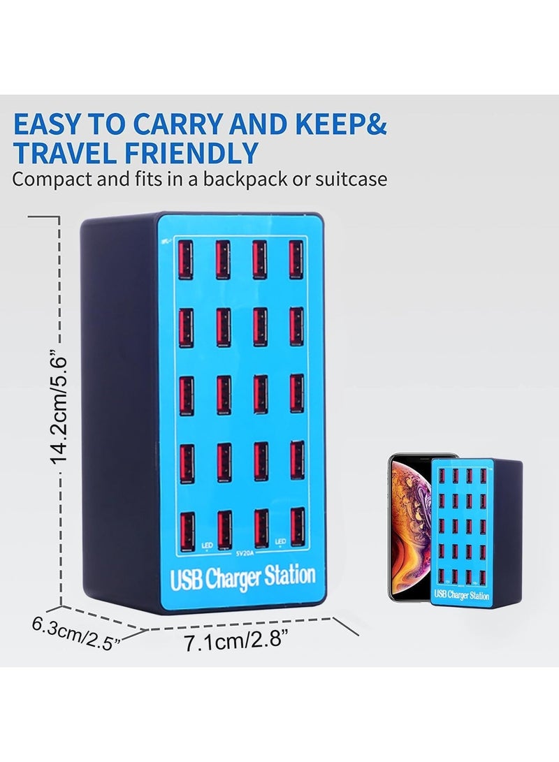 Smart USB Charger Station 20 Ports 100W Multi-Port USB Charger with Smart Detection to charge smartphones tablets and other USB devices - Image 5