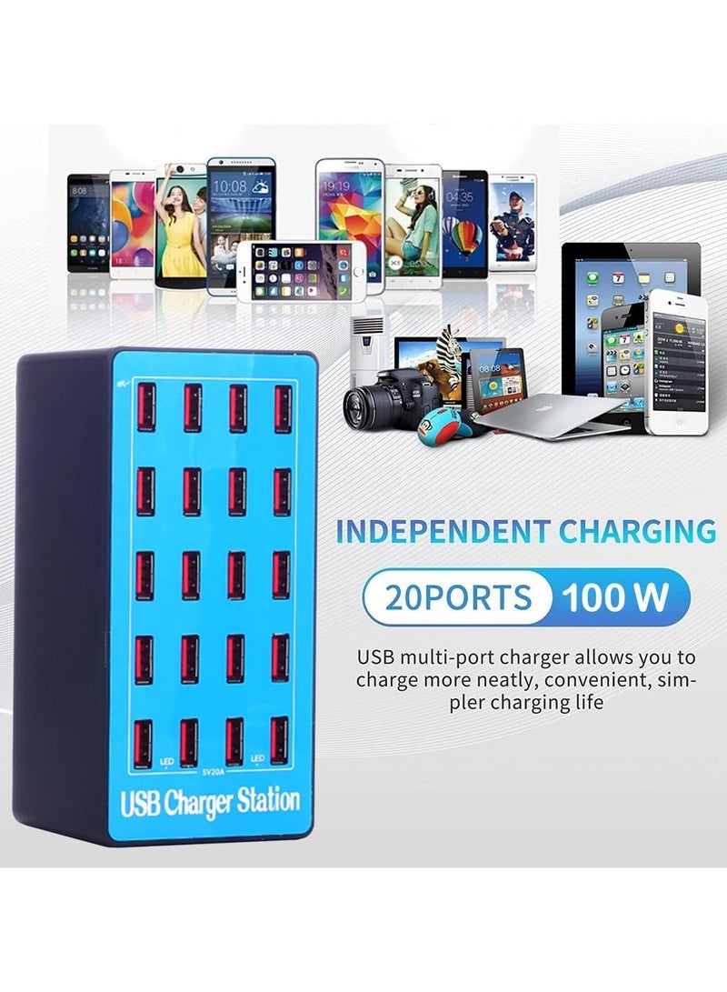 Smart USB Charger Station 20 Ports 100W Multi-Port USB Charger with Smart Detection to charge smartphones tablets and other USB devices - Image 4