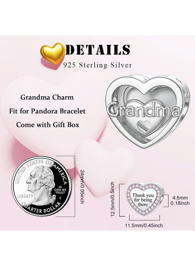 SEVENWELL Nana Charms for Pandora Charms Grandma Grandmother Charms 925 Sterling Silver Charm Thank You for Being There - Image 2