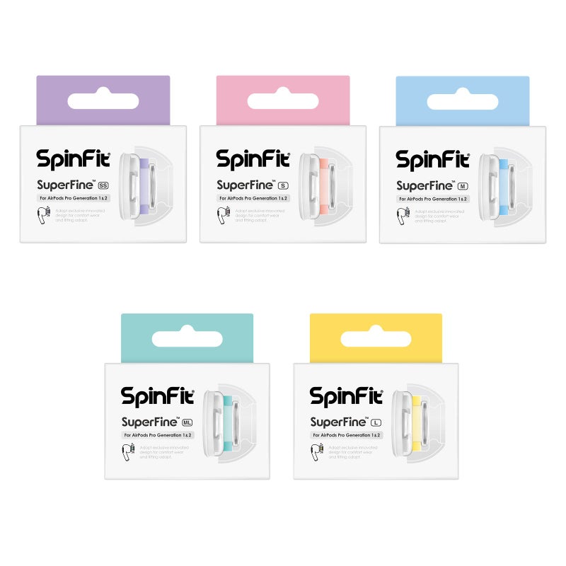 SpinFit SuperFine for AirPods Pro Gen 1 & 2 - ML - Medical Grade Silicone Patented Replacement Ear Tips and Adapters for Supreme Comfort (one Pair)(Ear Tips Installed) - Image 2