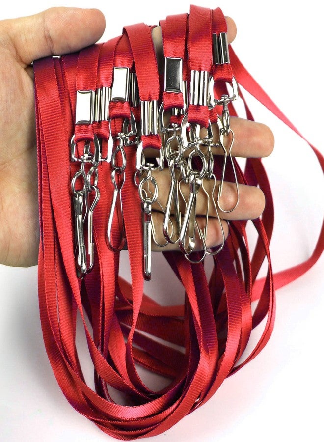 Beebel Red Lanyard Bulk Lanyards for Id Badges Flat Lanyard with Badge Clip Swivel Hook 50 Pack - Image 5