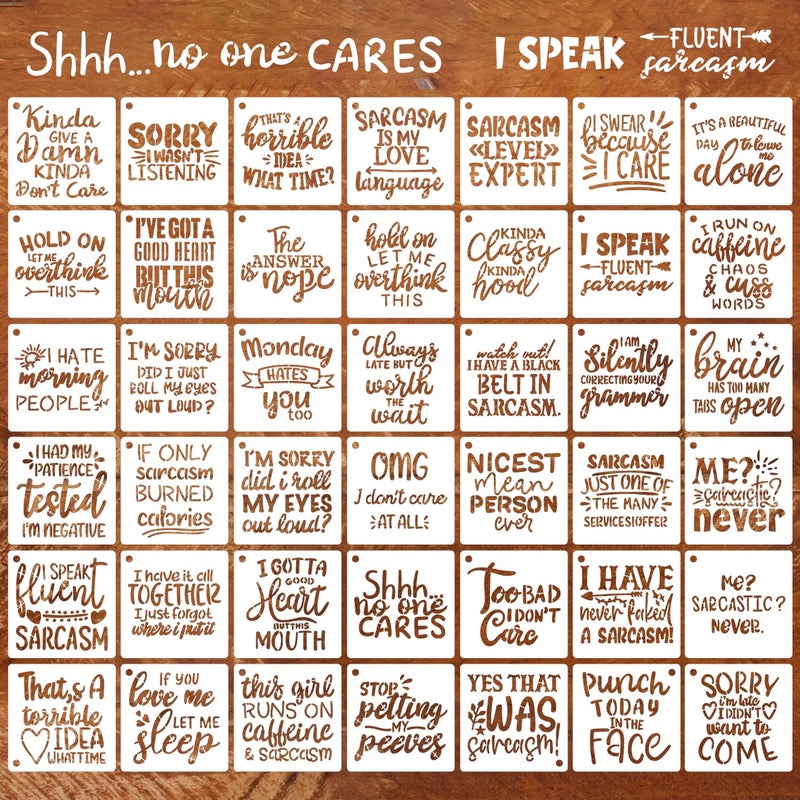 SUNVERSE Sarcastic Painting Stencils for Crafts Reusable 3inch Funny Stencil Drawing Templates for Wood Sign DIY Crafts Fabrics Decor - Image 1
