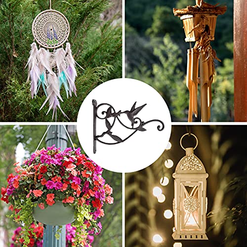 DEWEL Hanging Plant Bracket, Hummingbird Plant Hangers Outdoor Iron Hanging Baskets for Plants Decorative Wall Plant Hooks Brid Feeder Hanger Hook Hangers for Flower Basket Pot Lantern Wind Chime - Image 3
