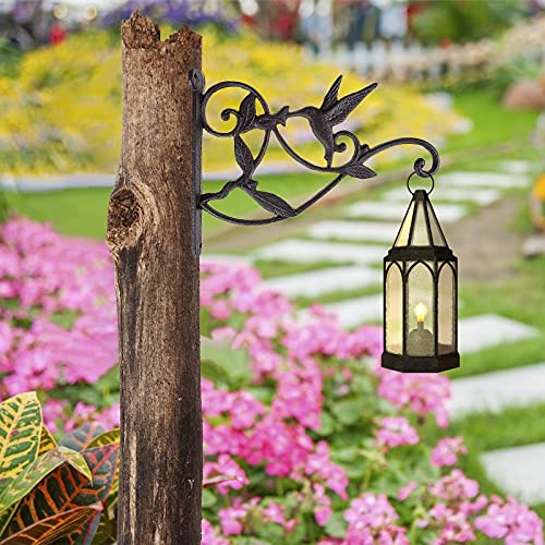 DEWEL Hanging Plant Bracket, Hummingbird Plant Hangers Outdoor Iron Hanging Baskets for Plants Decorative Wall Plant Hooks Brid Feeder Hanger Hook Hangers for Flower Basket Pot Lantern Wind Chime - Image 5