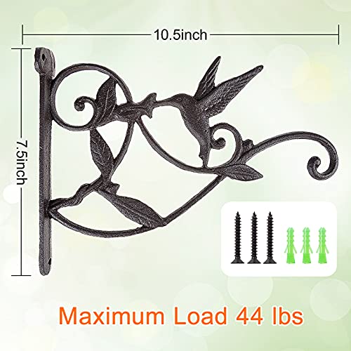 DEWEL Hanging Plant Bracket, Hummingbird Plant Hangers Outdoor Iron Hanging Baskets for Plants Decorative Wall Plant Hooks Brid Feeder Hanger Hook Hangers for Flower Basket Pot Lantern Wind Chime - Image 4