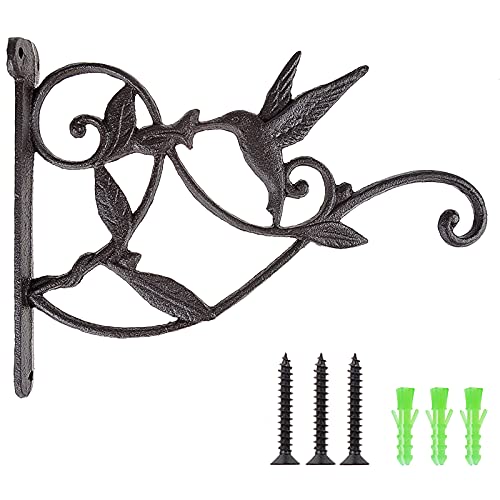 DEWEL Hanging Plant Bracket, Hummingbird Plant Hangers Outdoor Iron Hanging Baskets for Plants Decorative Wall Plant Hooks Brid Feeder Hanger Hook Hangers for Flower Basket Pot Lantern Wind Chime - Image 2