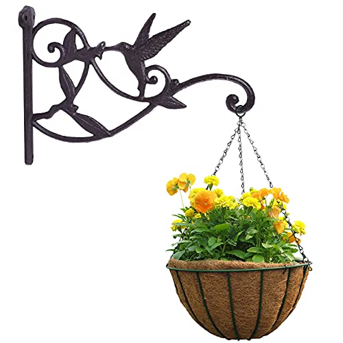 DEWEL Hanging Plant Bracket, Hummingbird Plant Hangers Outdoor Iron Hanging Baskets for Plants Decorative Wall Plant Hooks Brid Feeder Hanger Hook Hangers for Flower Basket Pot Lantern Wind Chime - Image 1