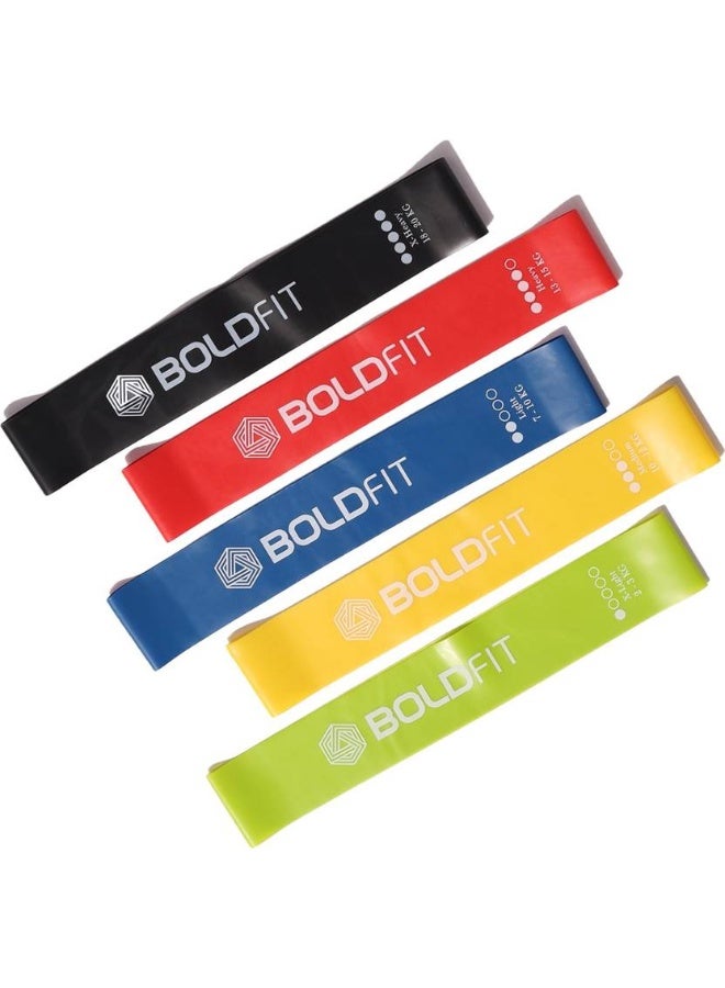 BOLDFIT BOLDFIT Resistance Bands Mini Loop Perfect for Toning & Home Workout.(Carry Bag Included) Resistance Band  (Black, Pack of 5)  - Image 1