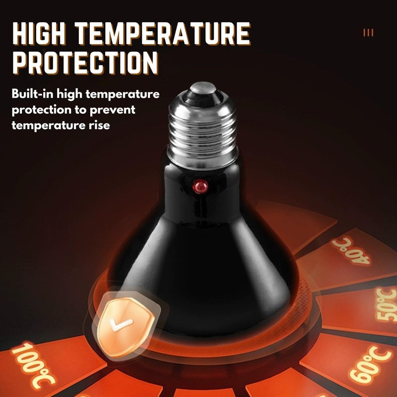 VAYINATO مصباح تسخين سيراميك CLEEN للزواحف | لمبة تسخين بدون ضوء للسحالي والثعابين والسلحفاة | مصدر حرارة طويل الأمد للأحواض البيئية والبيئات الحية | صامت وآمن (أسود) (50 واط) - Image 5