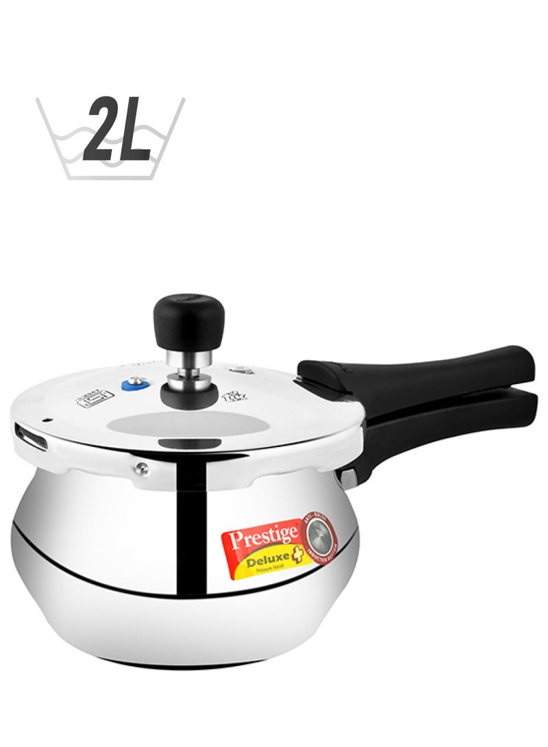 Prestige Deluxe Plus Baby Handi Aluminium Pressure Cooker  with Outer lid, Induction compatibale Base Durable Design Silver 2Liters - Image 1