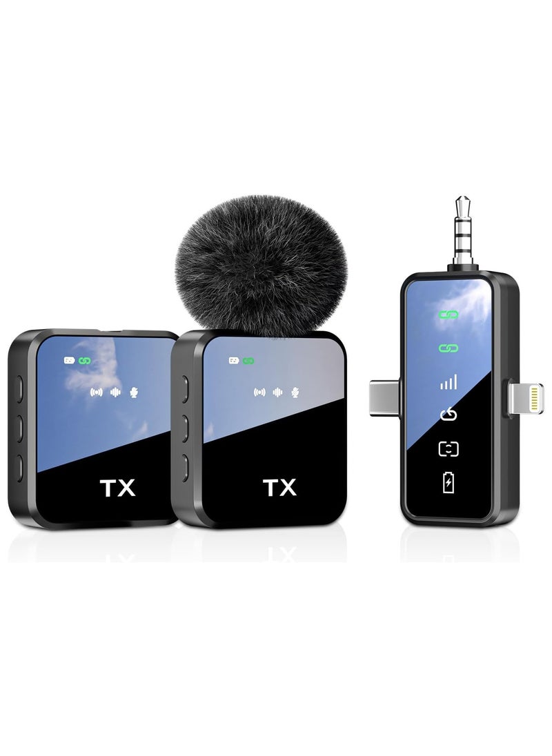 Generic - Wireless Lavalier Microphone,3 in 1 Wireless Mic for iPhone/Android/Camera,Mini Microphone Noise Reduction Mic for Record Interview, Vlogging, YouTube, Tiktok - Image 1