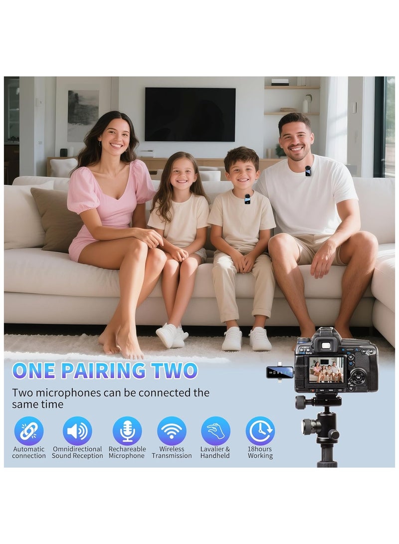 م.ا & ف'س ميكروفون لافالير لاسلكي، ميكروفون لاسلكي 3 في 1 لأجهزة iPhone/Android/الكاميرا، ميكروفون صغير لتقليل الضوضاء لتسجيل المقابلات والتدوين بالفيديو ويوتيوب وتيك توك - Image 2
