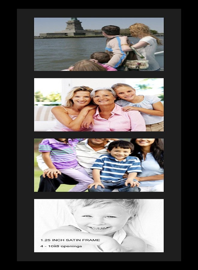 ArtToFrames Collage Photo Frame Single Mat with 4-8x10 Openings and Satin Black Frame. - Image 1