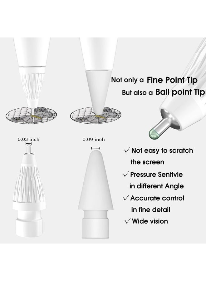 REEYEAR Upgraded [Pen Like ]Pencil Tips fits for Apple 2nd 1st Gen iPad Pro Pencil,No Wear Out Fine Point Pen Tip &Noiseless Friction Nib Covers Set, Make iPencil 1/2 Work a Charm,White - Image 2