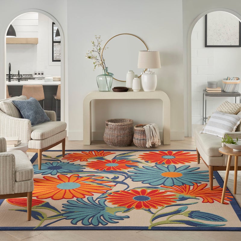Nourison Home Aloha Multicolor 5'3" x 7'5" Area Rug - Easy Clean, Non Shedding, Bed Room, Living Room, Dining Room, Kitchen (5' x 8') - Image 2
